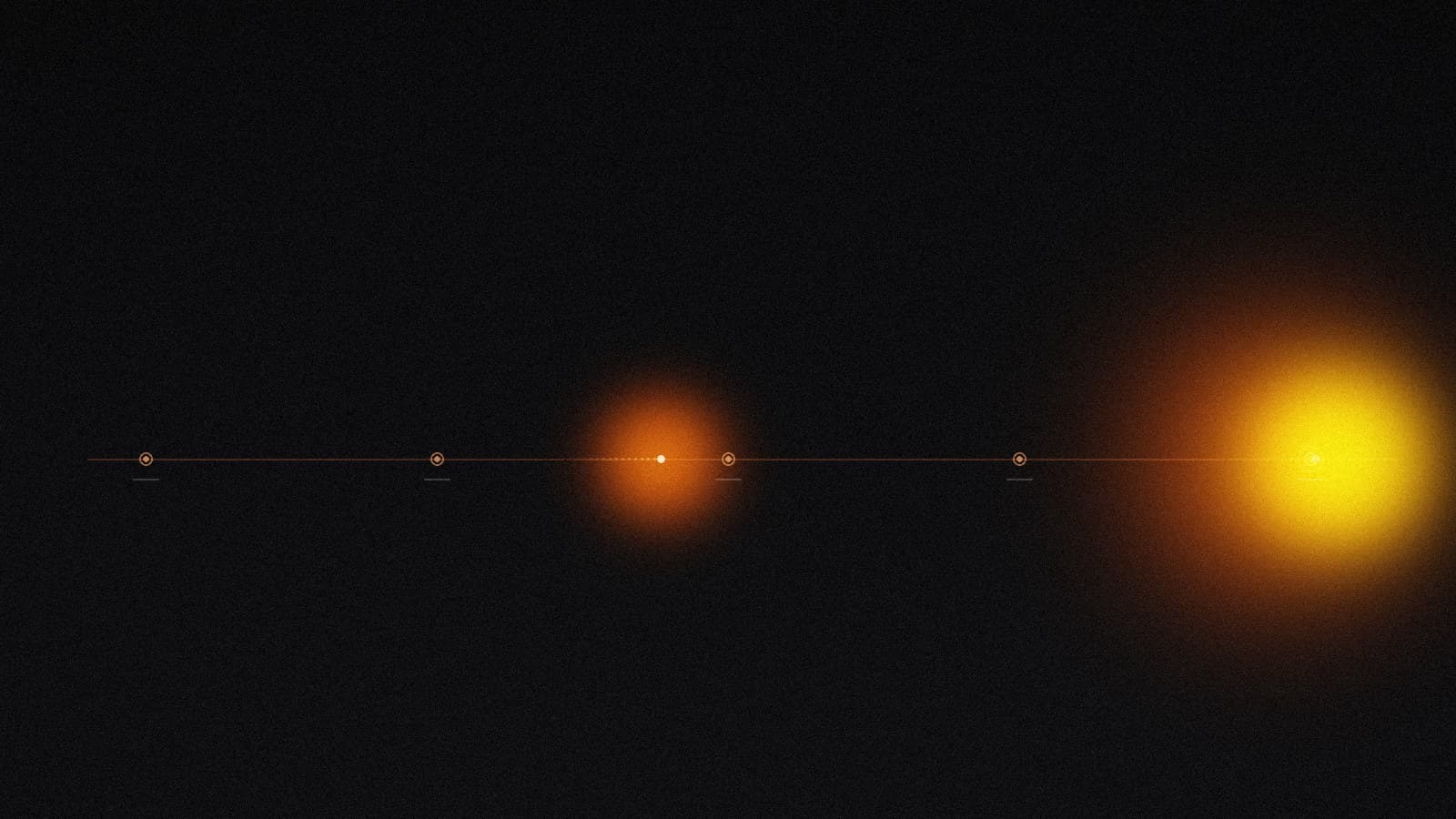 App build scene poster: a bright pulse travelling a pipeline of five stations toward a glowing delivery point.