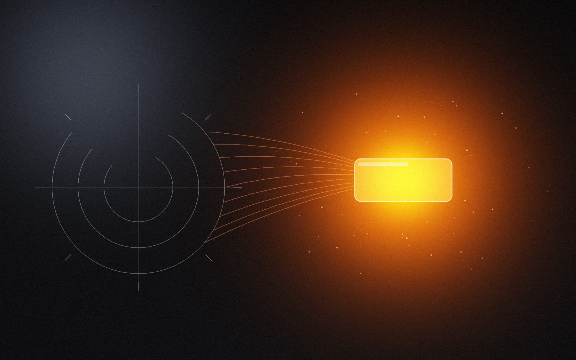 Rendered plate: blueprint arcs and construction lines converging into a glowing forged ingot — an idea becoming a product.